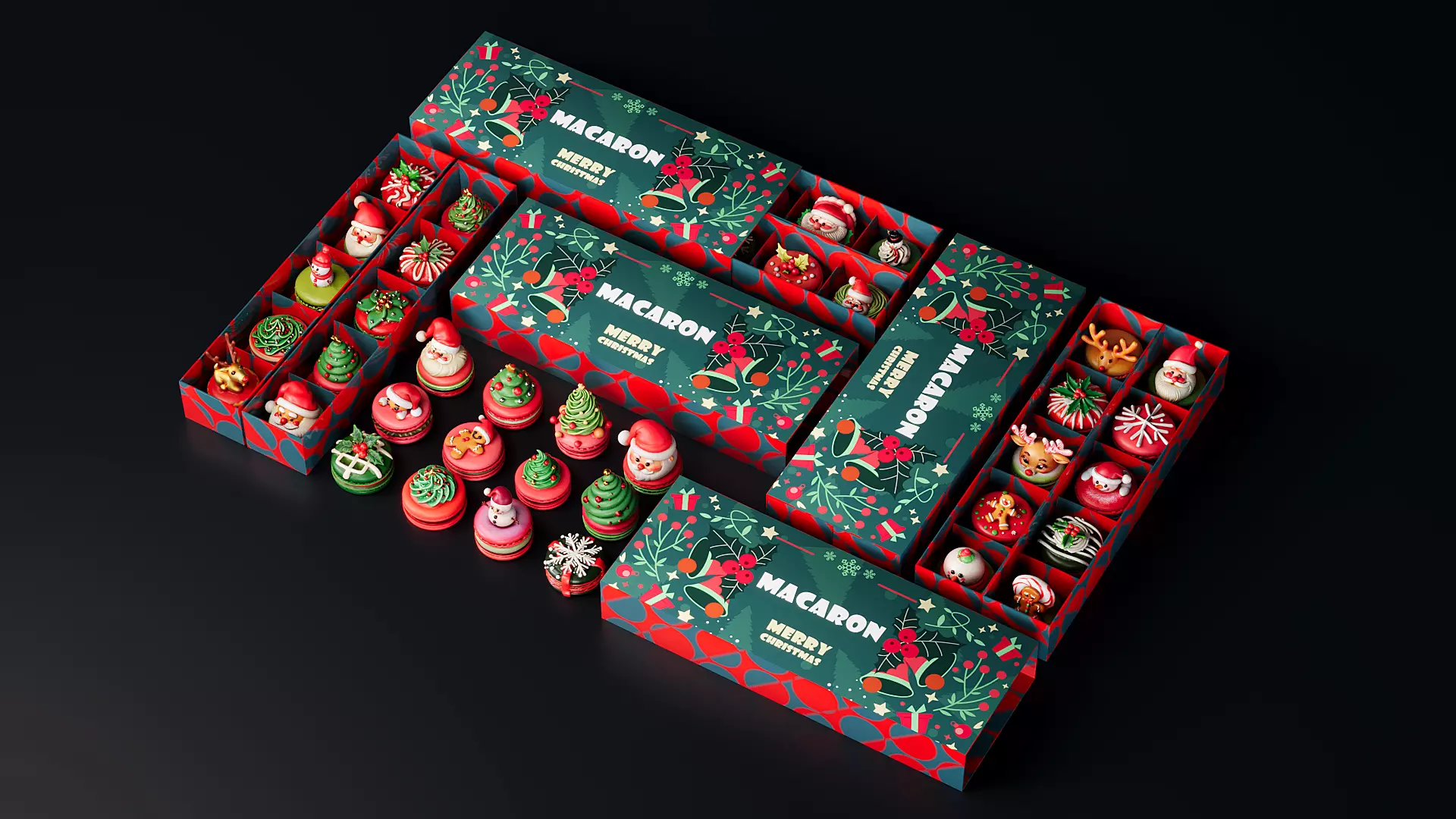 Christmas Macaron cake 3D model_2