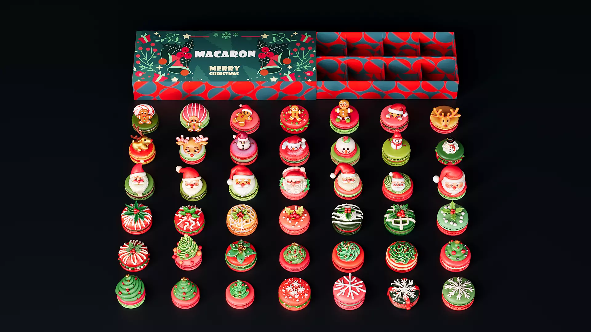 Christmas Macaron cake 3D model_3
