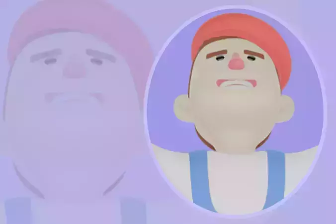 Stylized 3D Male Painter - Artist Jumping with Brush