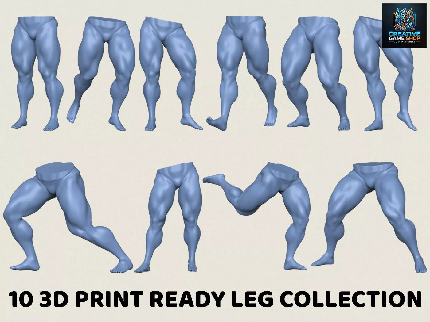 Muscular Man Leg Pose Collection 3D print model