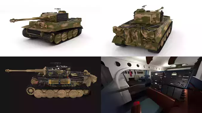 Panzer Tiger Tank Late 1944 v2 with interior