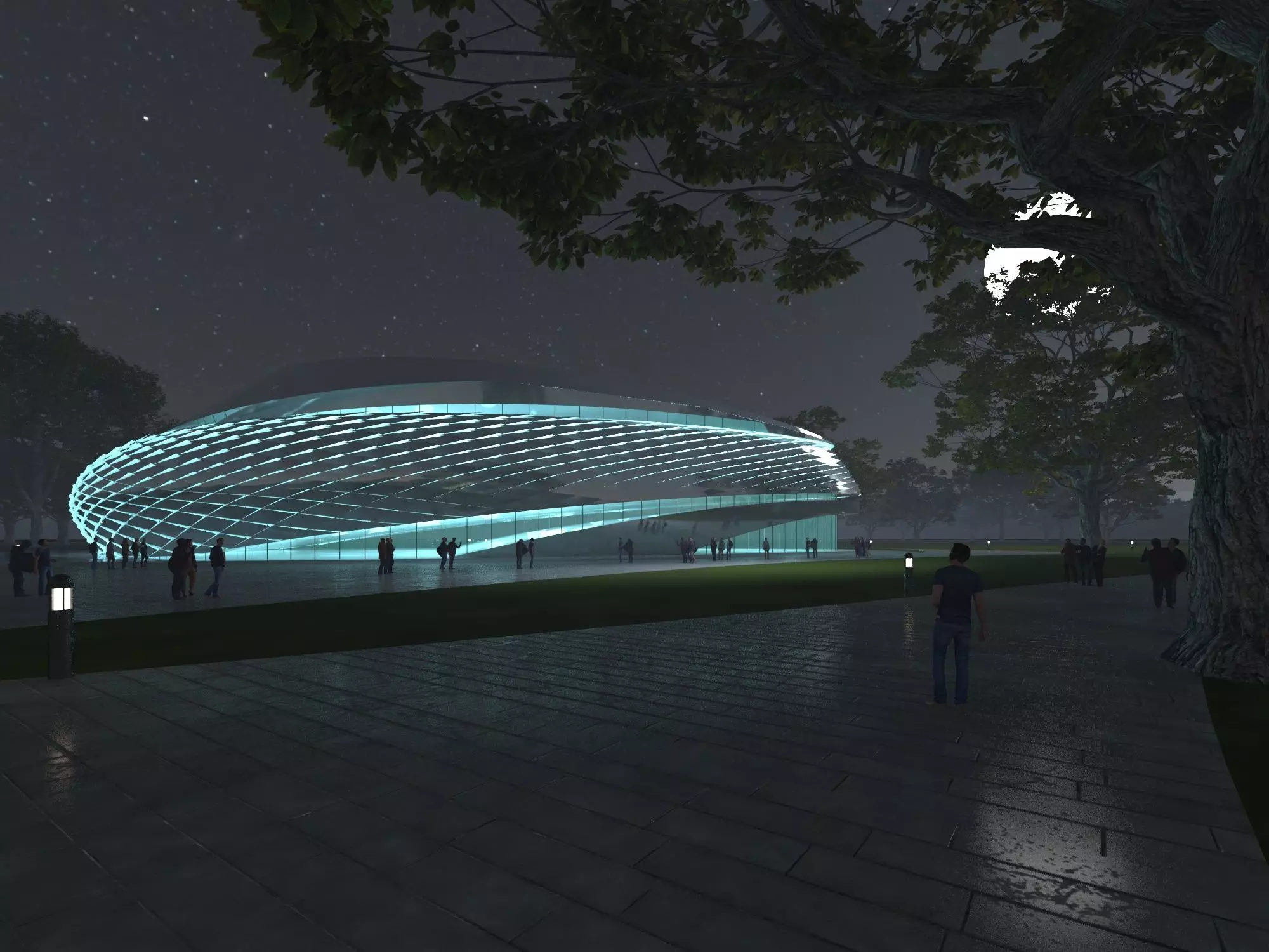 Modern Exhibition Hall 3D model_1