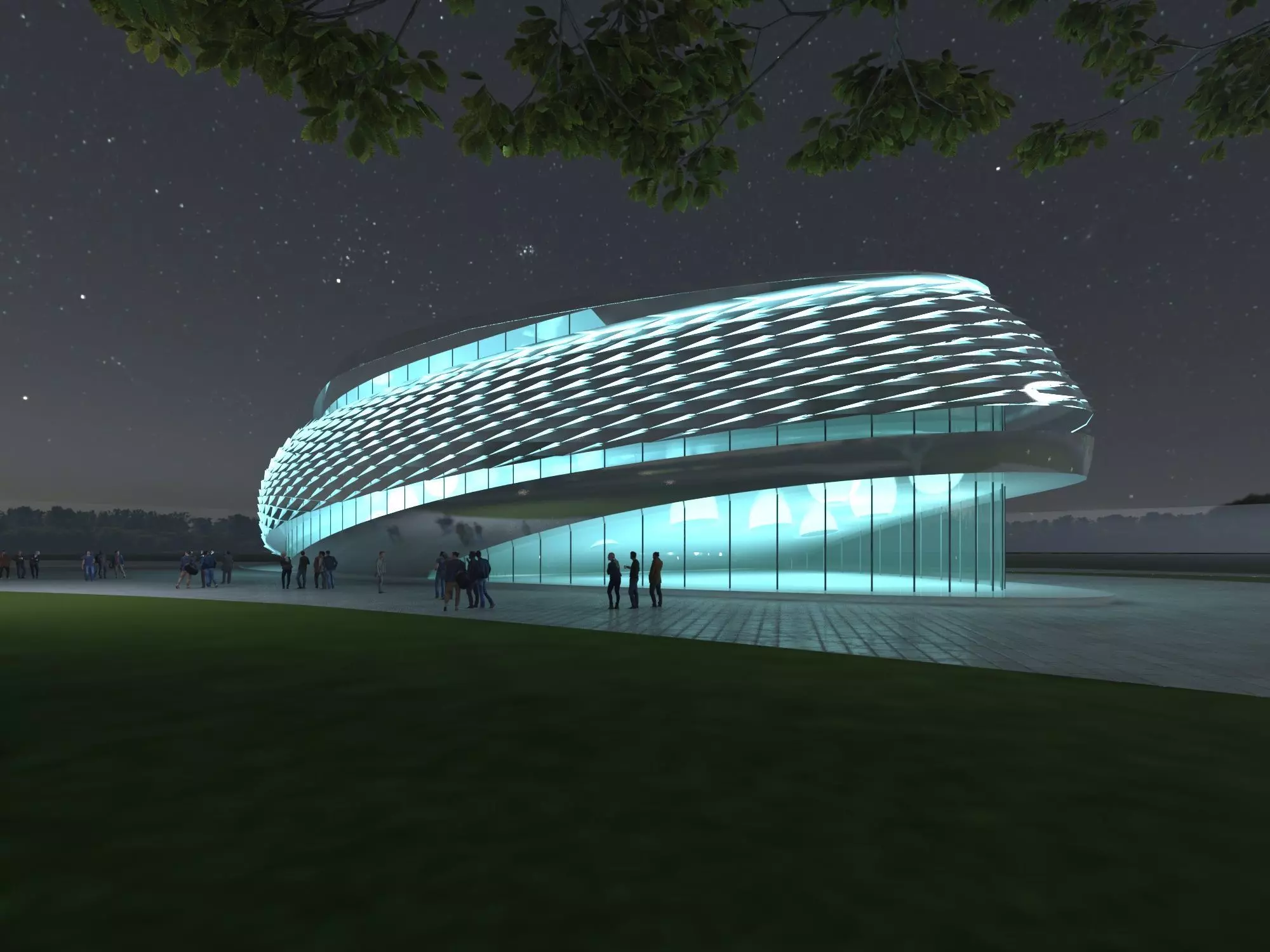 Modern Exhibition Hall 3D model_0