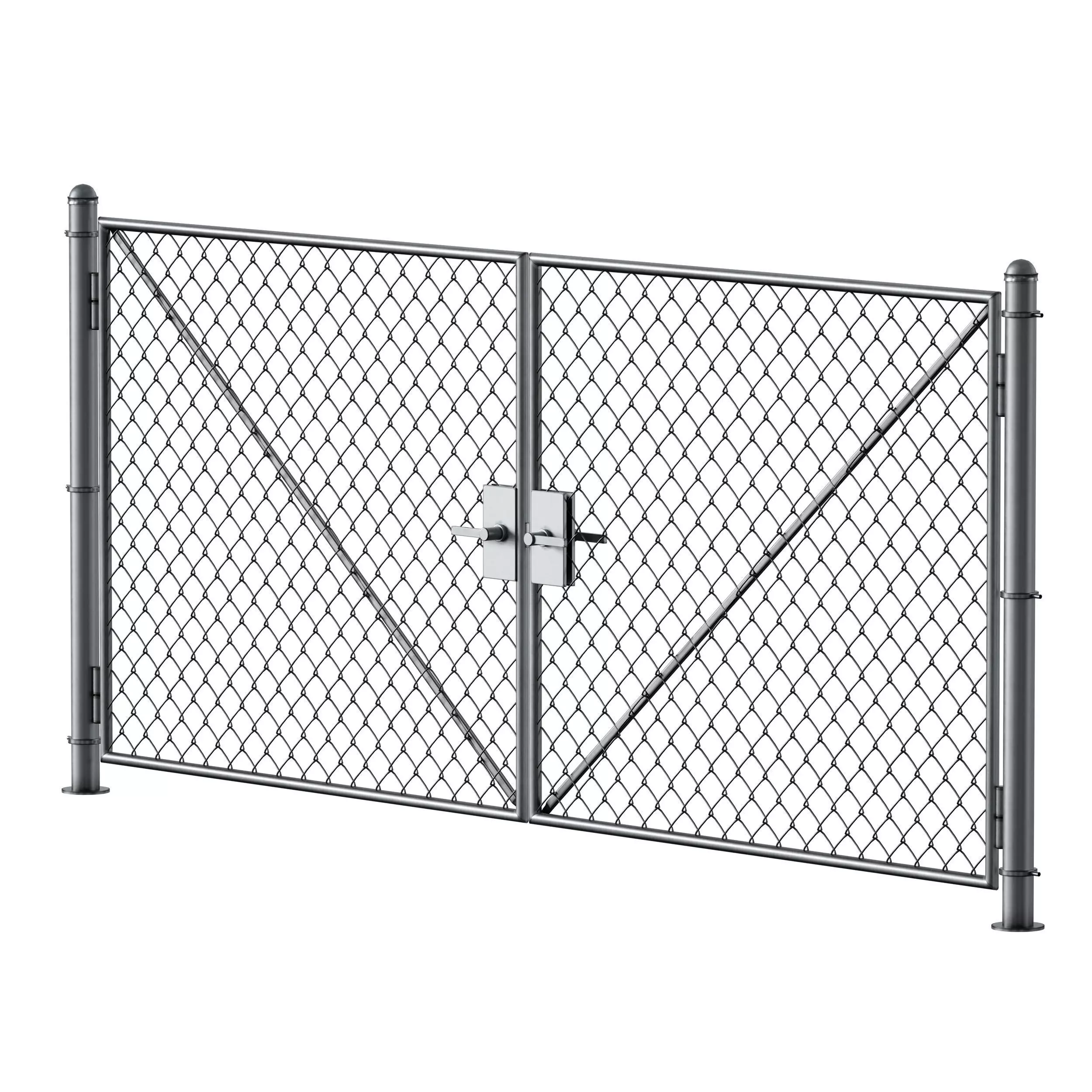 Aluminum Mesh Fence Wicket Gate Chain Link Fence 3D model_9