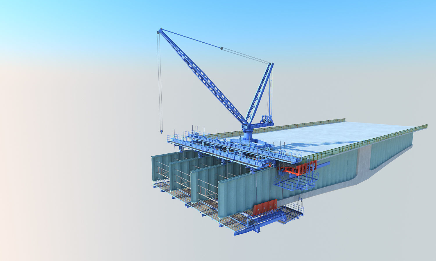 Bridge construction hanging basket 3D model_1