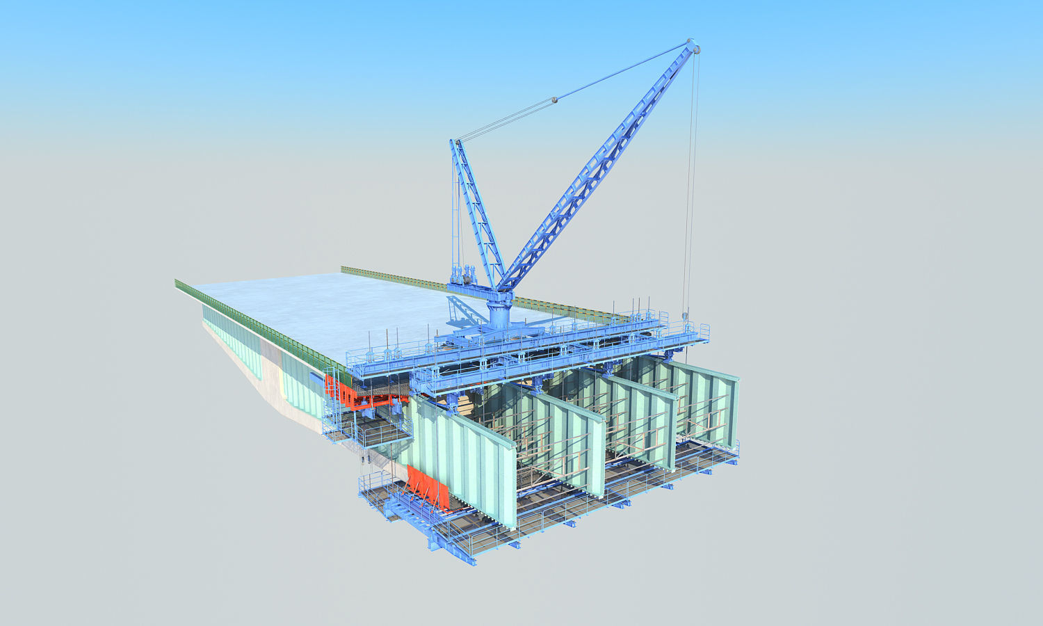 Bridge construction hanging basket 3D model_2