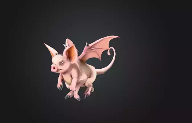 Bat-Pig Fantasy Creature