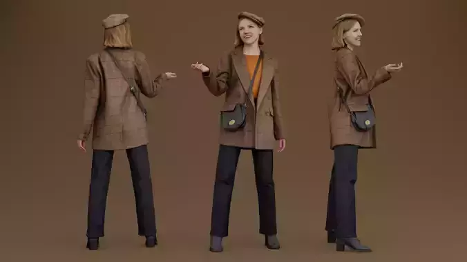 Young Girl in Plaid Blazer