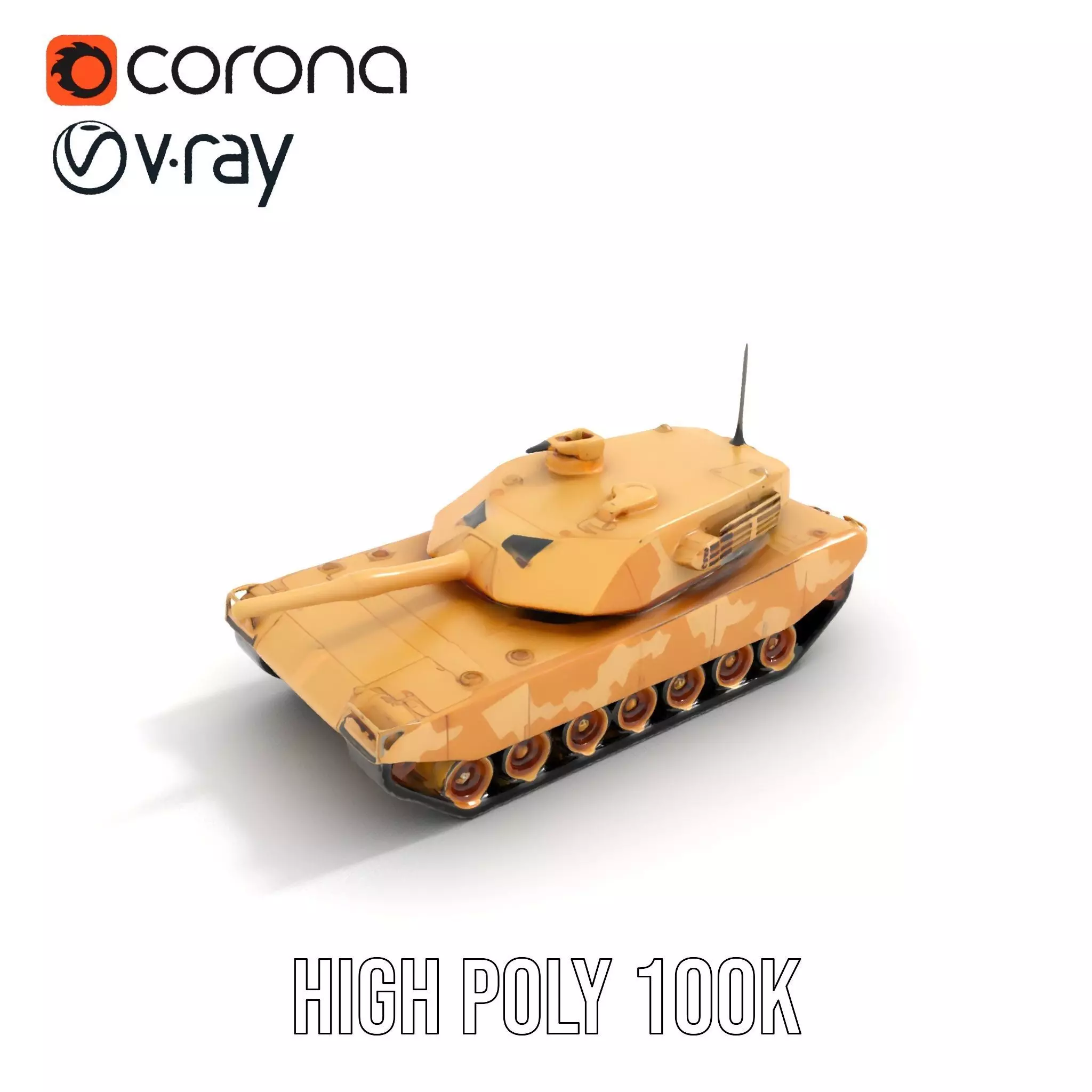 Desert Camouflage Tank model pack Low-poly 3D model_15