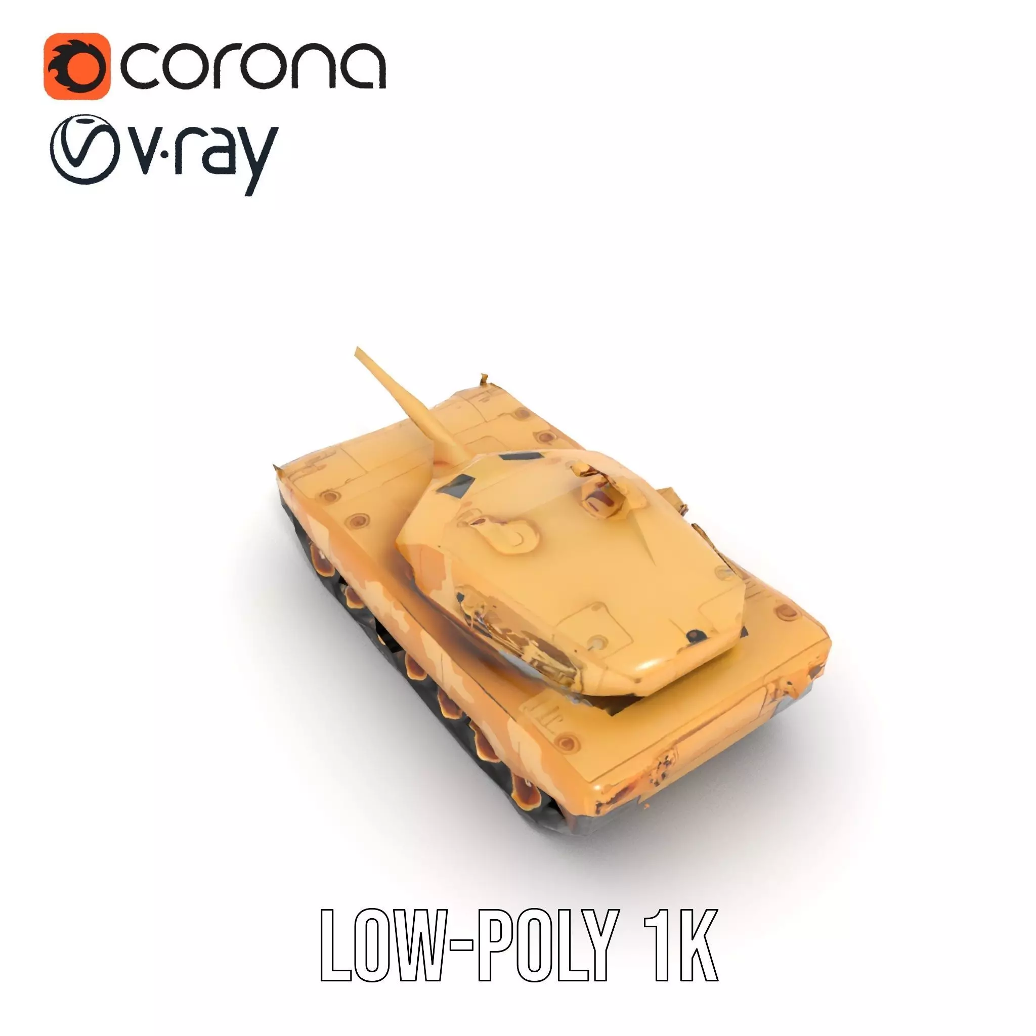 Desert Camouflage Tank model pack Low-poly 3D model_8