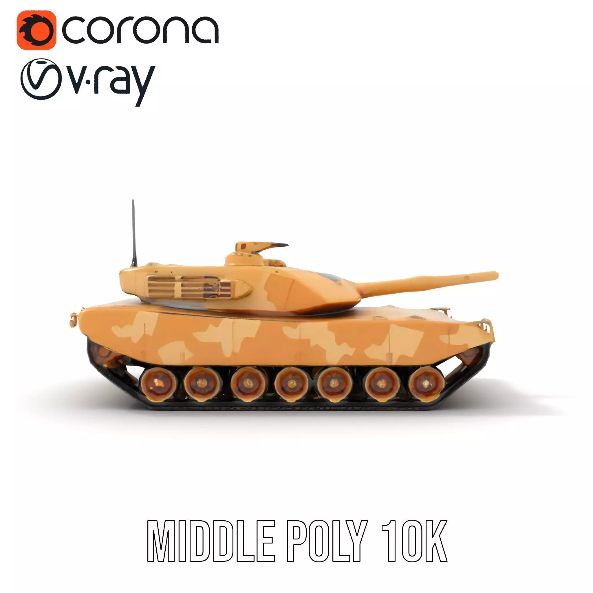 Desert Camouflage Tank model pack Low-poly 3D model_19