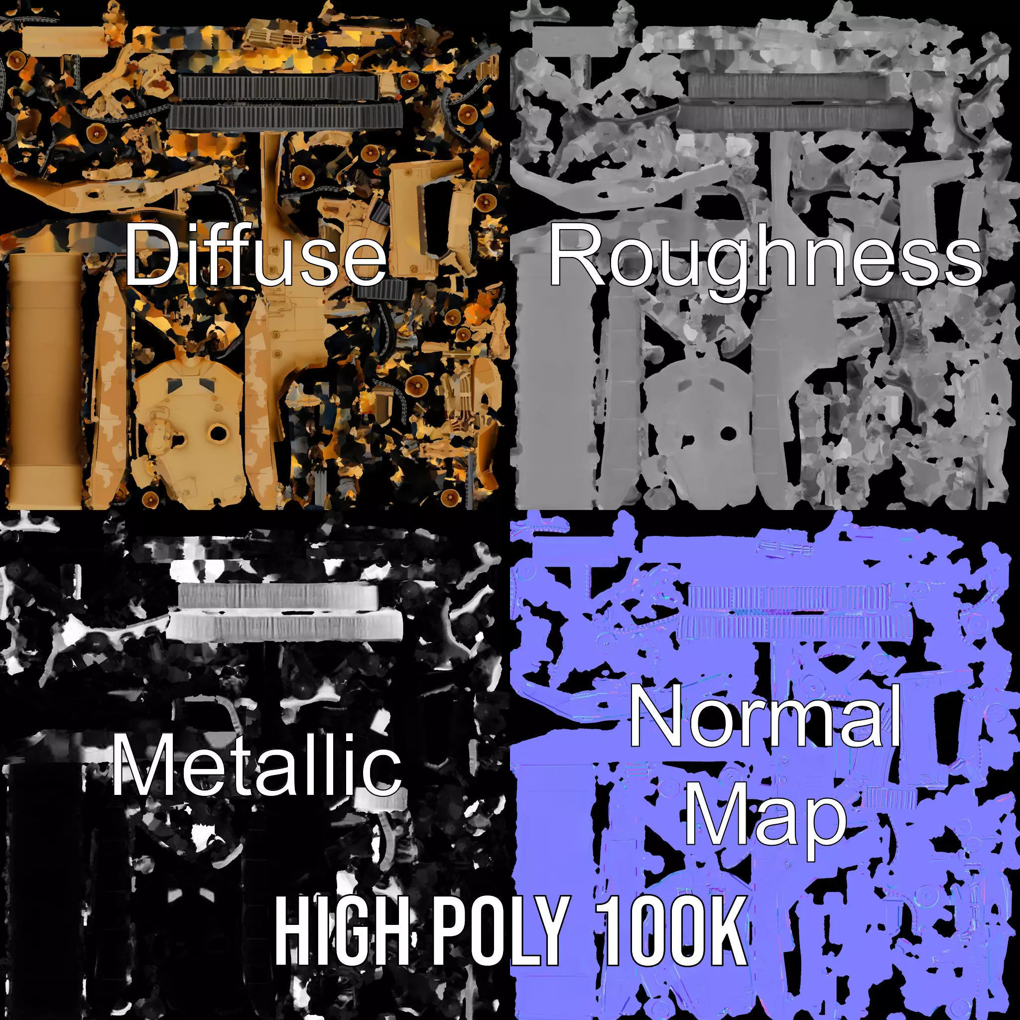 Desert Camouflage Tank model pack Low-poly 3D model_4