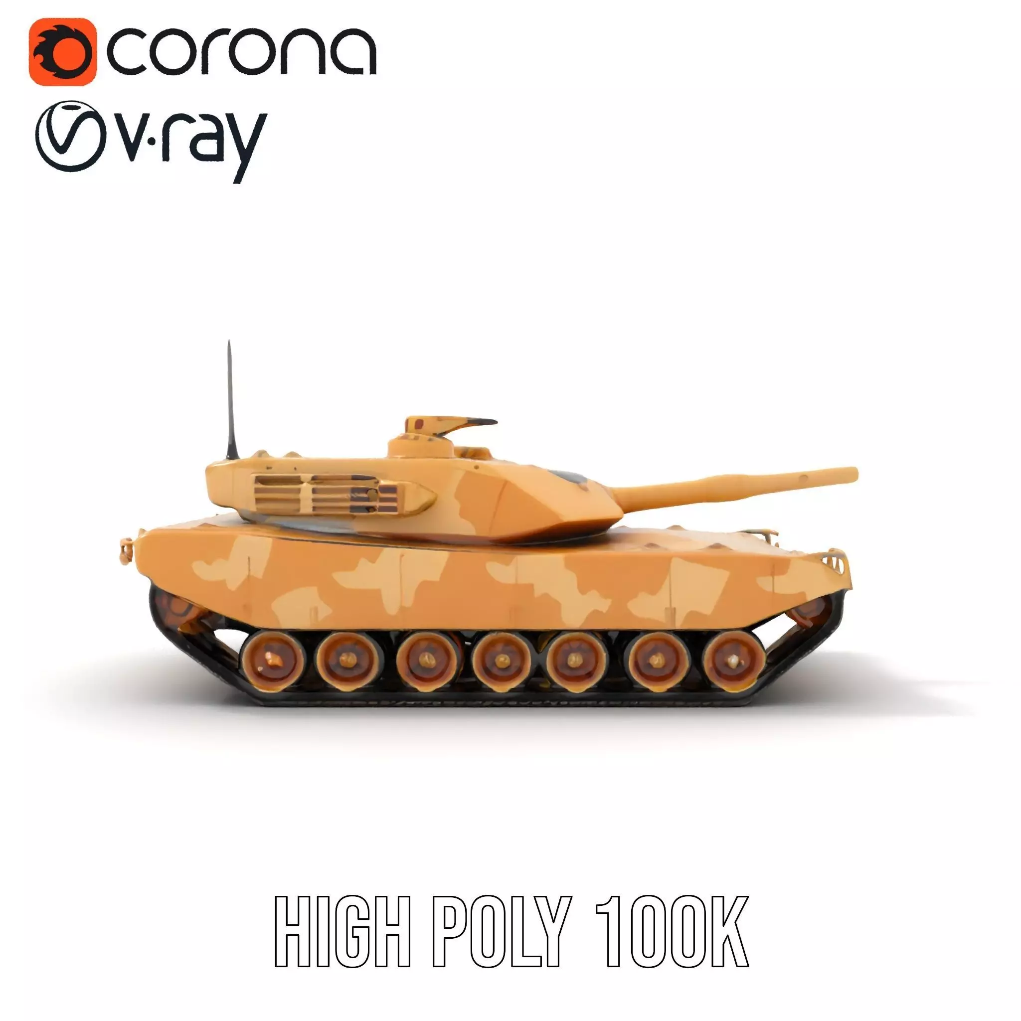 Desert Camouflage Tank model pack Low-poly 3D model_23