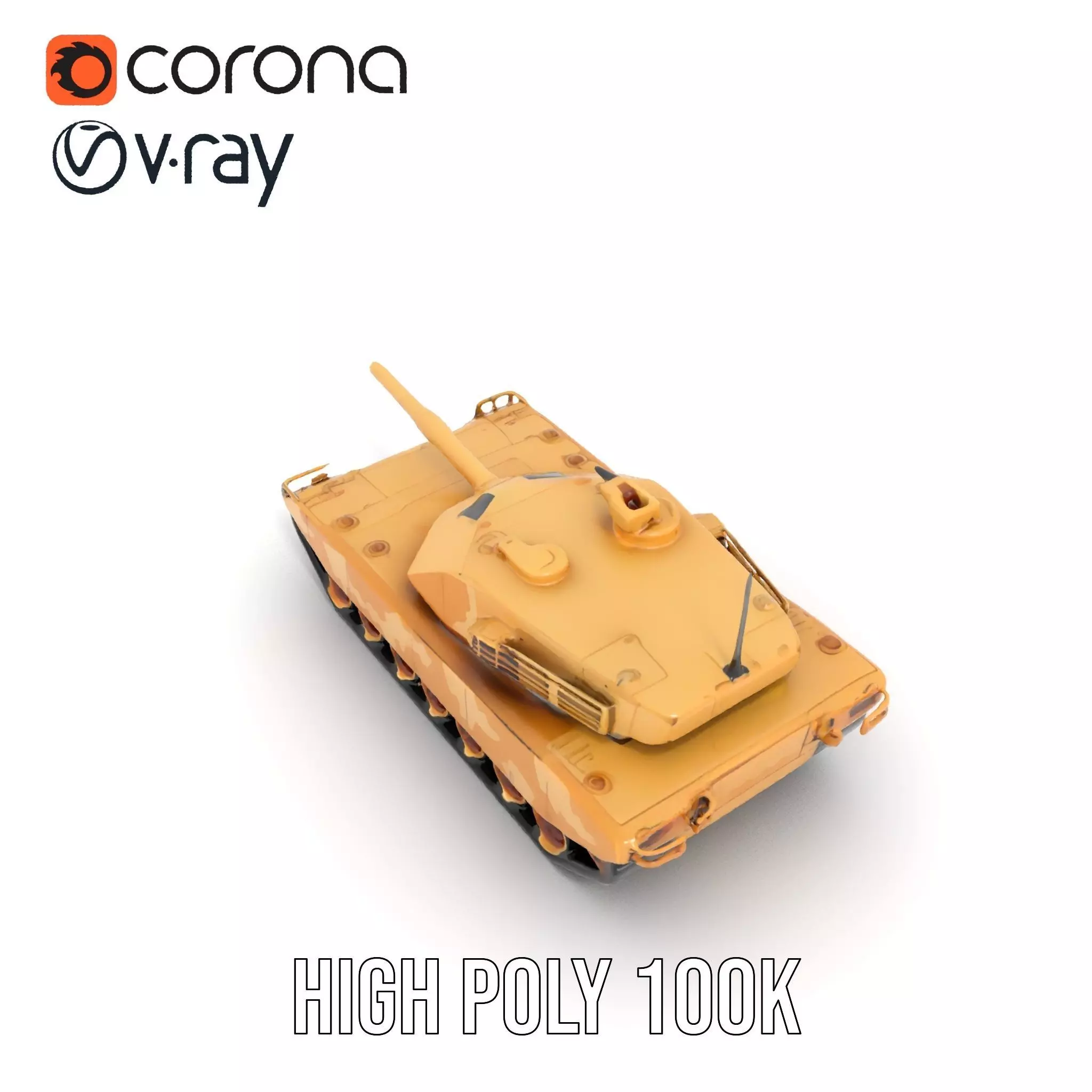Desert Camouflage Tank model pack Low-poly 3D model_12
