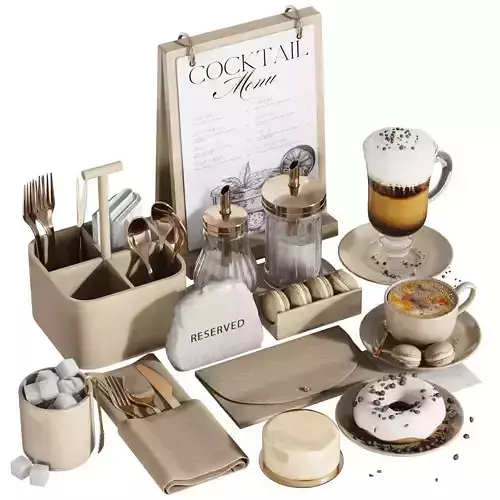 Tableware settings for cafes restaurants cafeterias 1 3D model 4