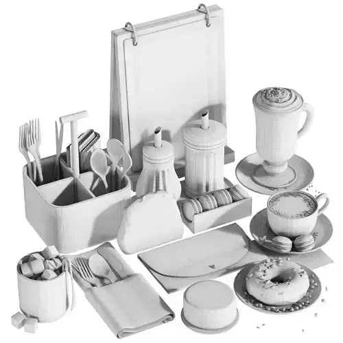 Tableware settings for cafes restaurants cafeterias 1 3D model 7