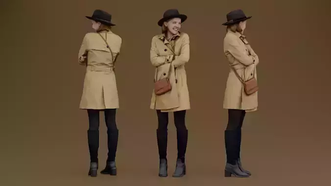 Smiling Girl in a Raincoat