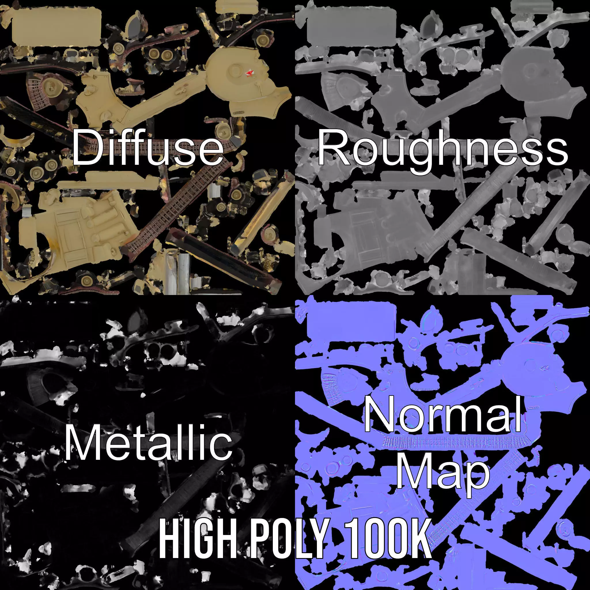 Olive Green Tank model pack Low-poly 3D model_4