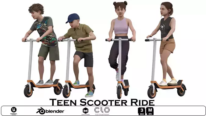 Teen Scooter Ride - Dynamic Urban Scene