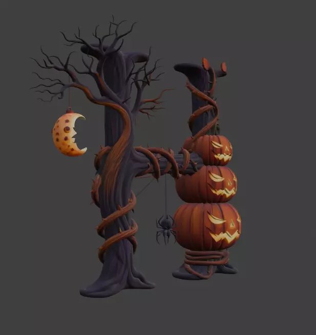 Halloween Letter H 3D Model 3D print model_1