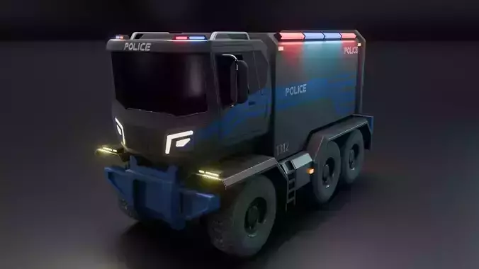 Sci-Fi Police Truck  - Game Ready - PBR