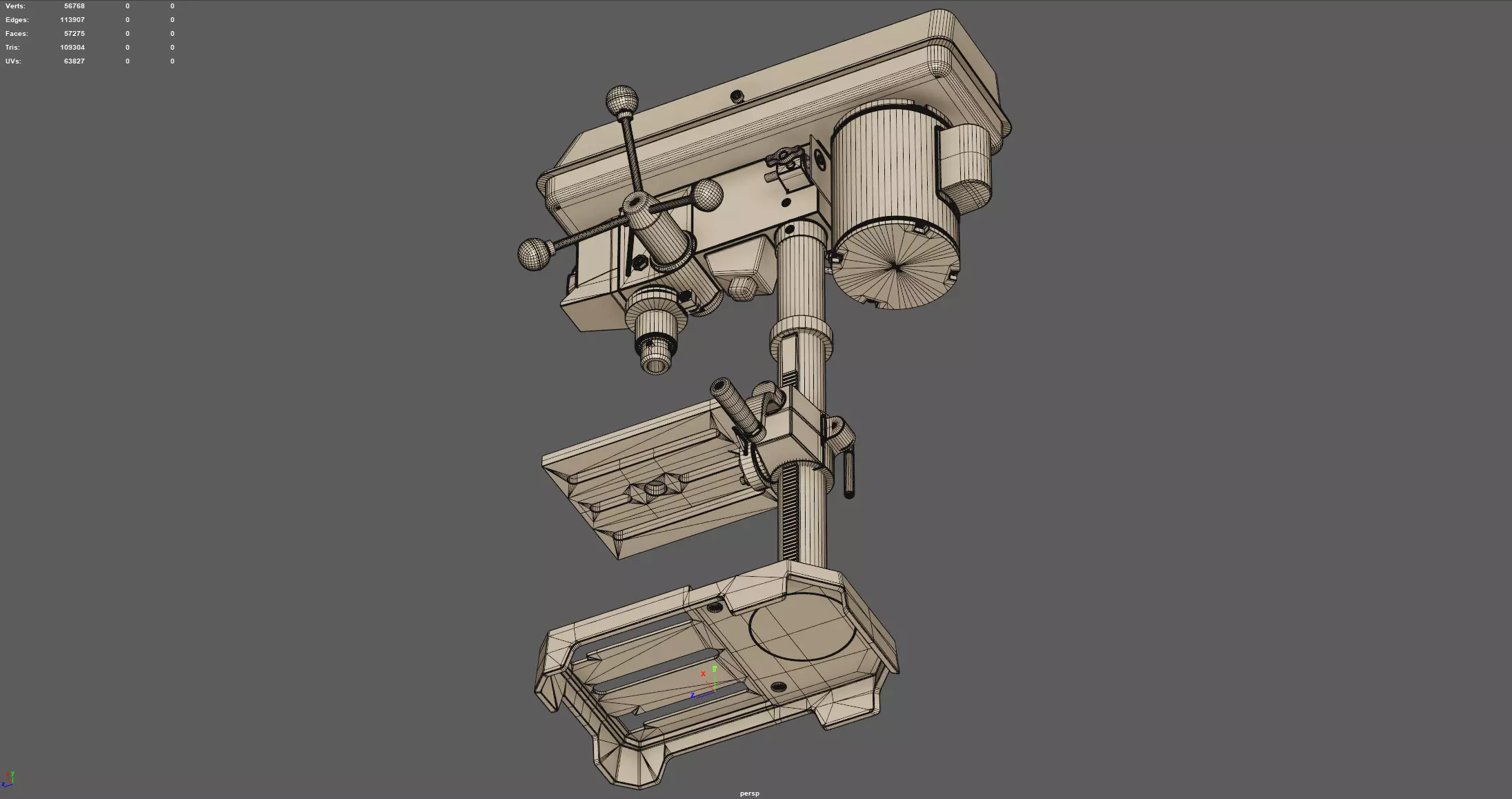 Worktable Benchtop Drill Press Machine 3D model_12