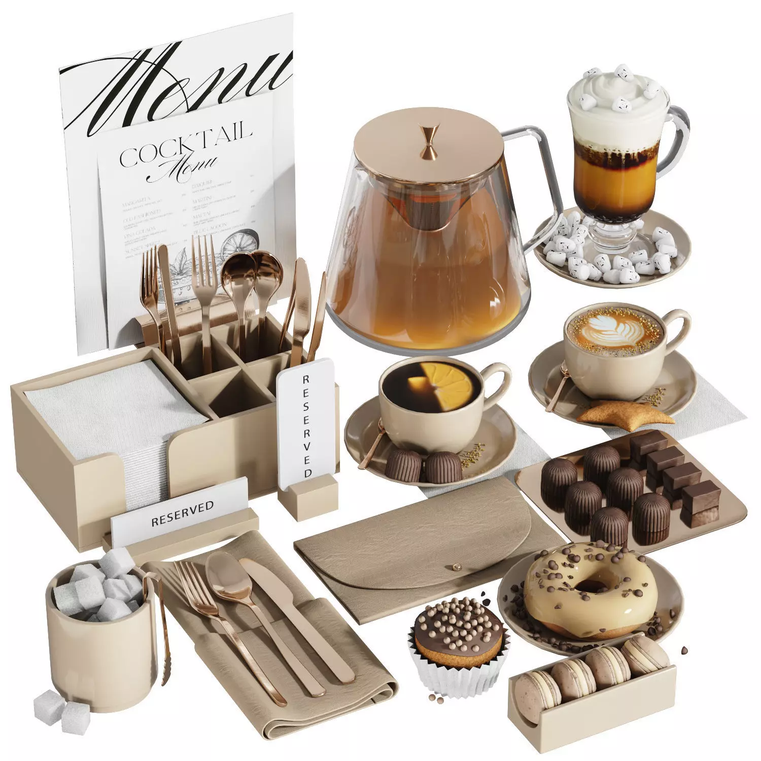 Tableware settings for cafes restaurants cafeterias 3D model_3