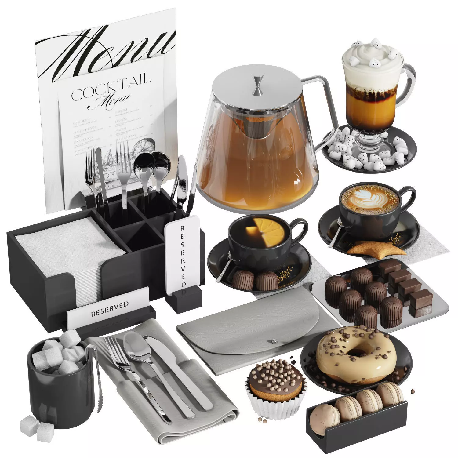 Tableware settings for cafes restaurants cafeterias 3D model_1