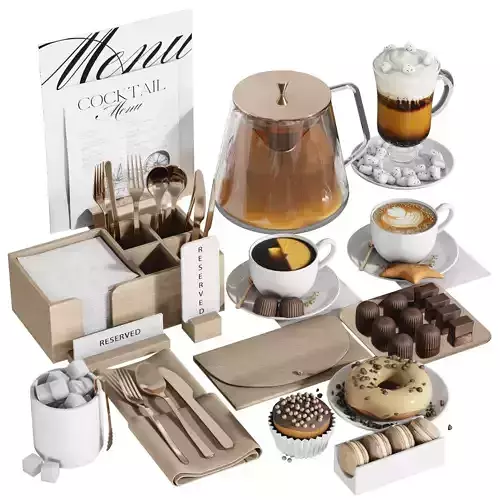 Tableware settings for cafes restaurants cafeterias 3D model Tableware settings for cafes restaurants cafeterias 3D model