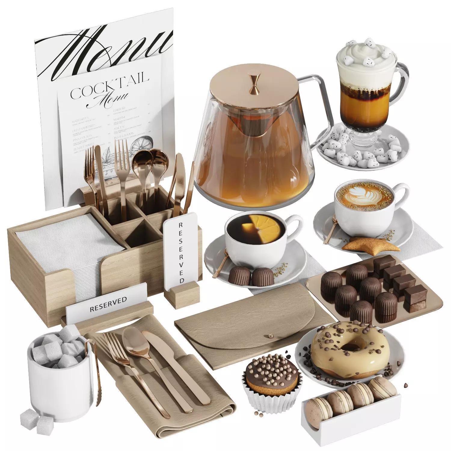 Tableware settings for cafes restaurants cafeterias 3D model_0