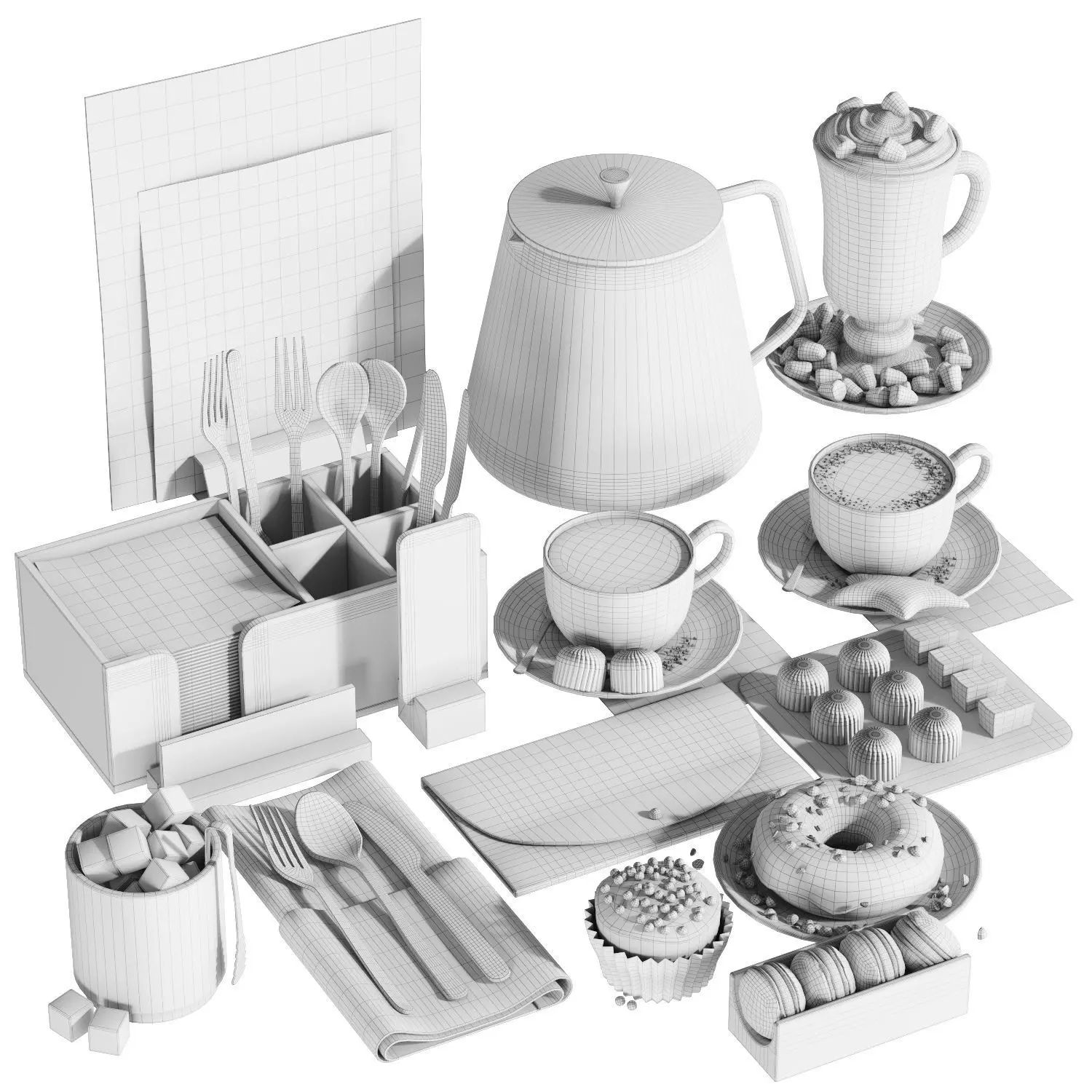 Tableware settings for cafes restaurants cafeterias 3D model_6