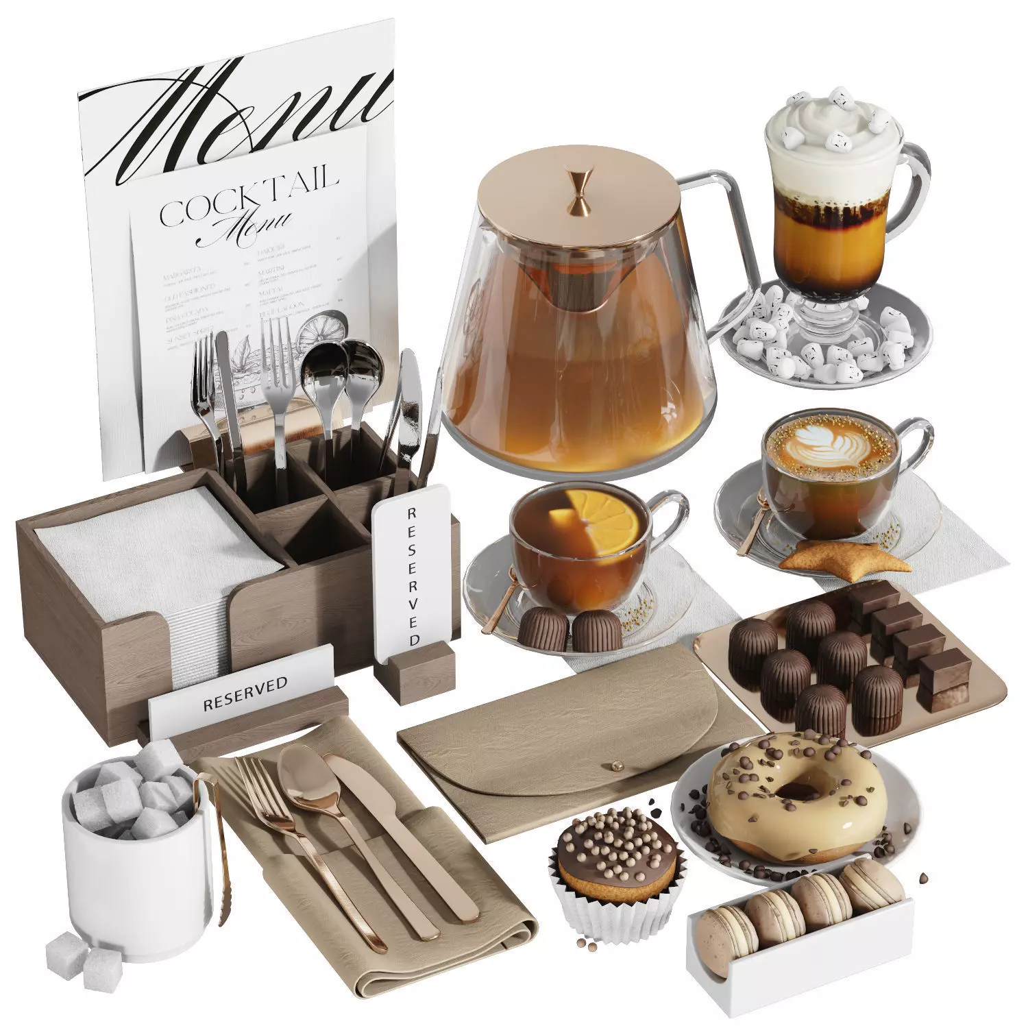 Tableware settings for cafes restaurants cafeterias 3D model_2