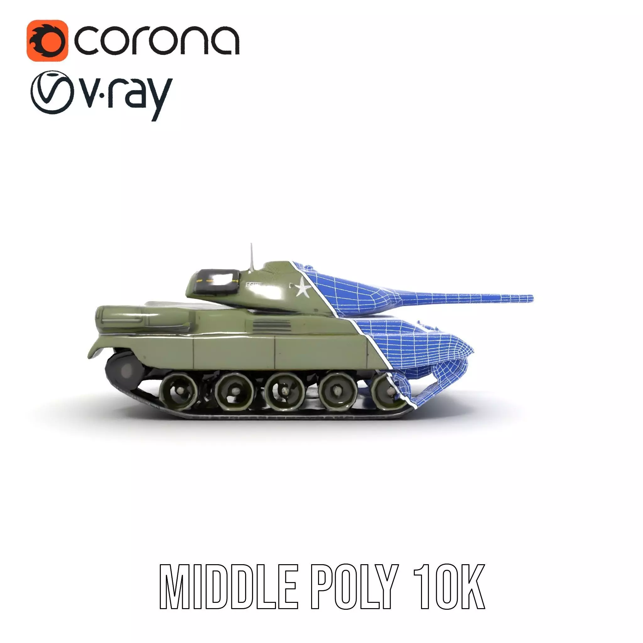 Olive Military Tank model pack Low-poly 3D model_31