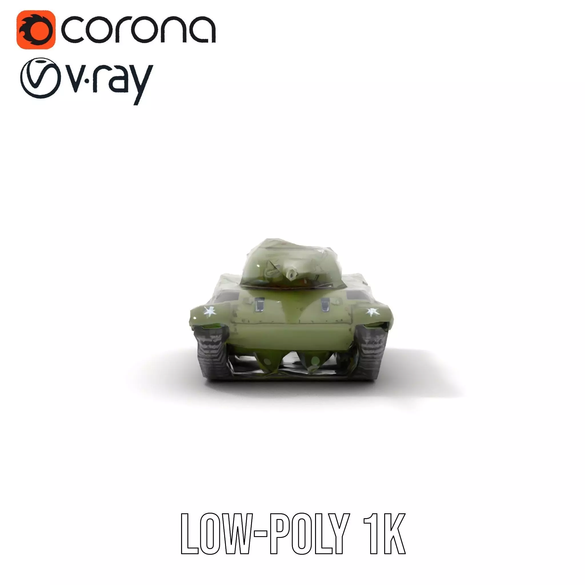 Olive Military Tank model pack Low-poly 3D model_26