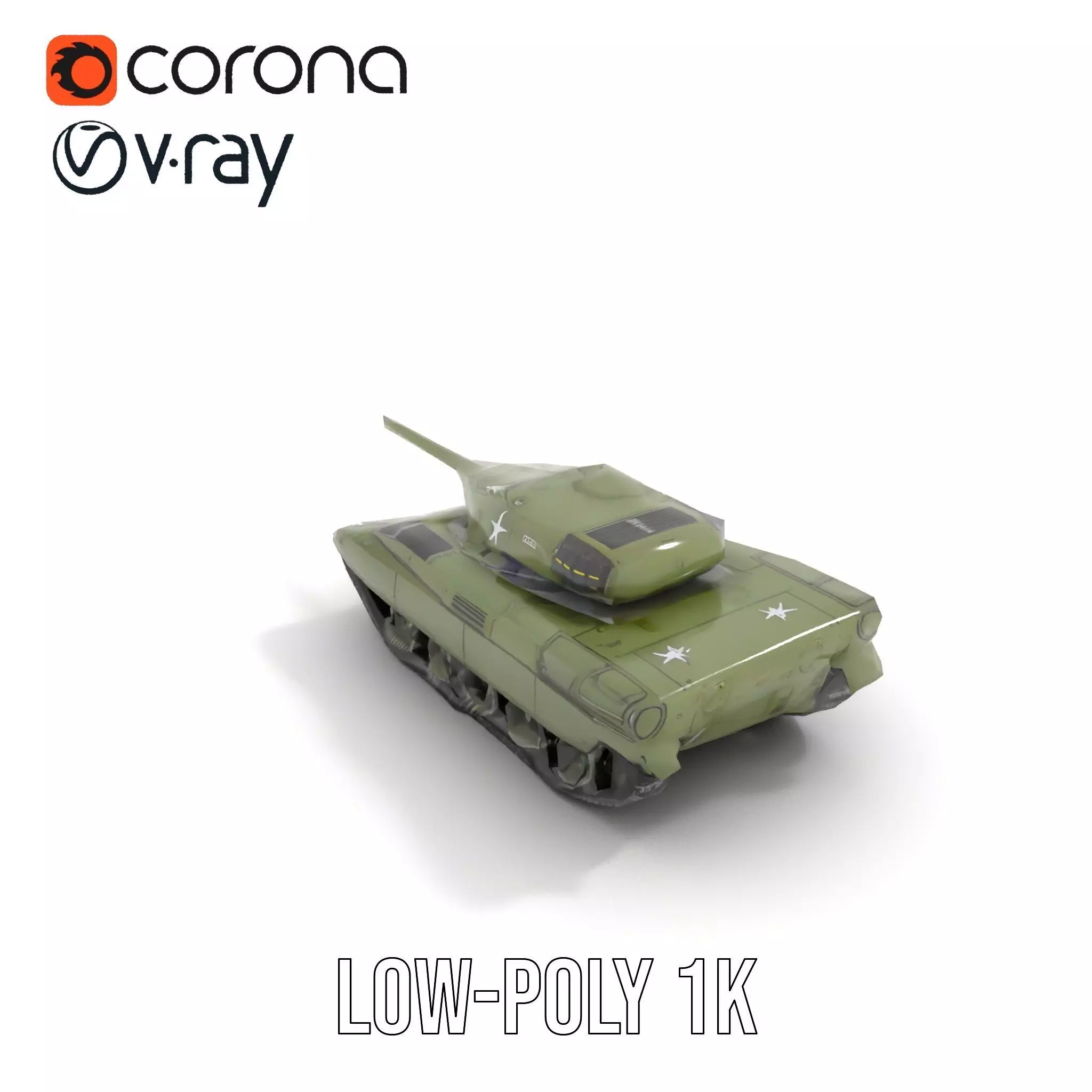 Olive Military Tank model pack Low-poly 3D model_12