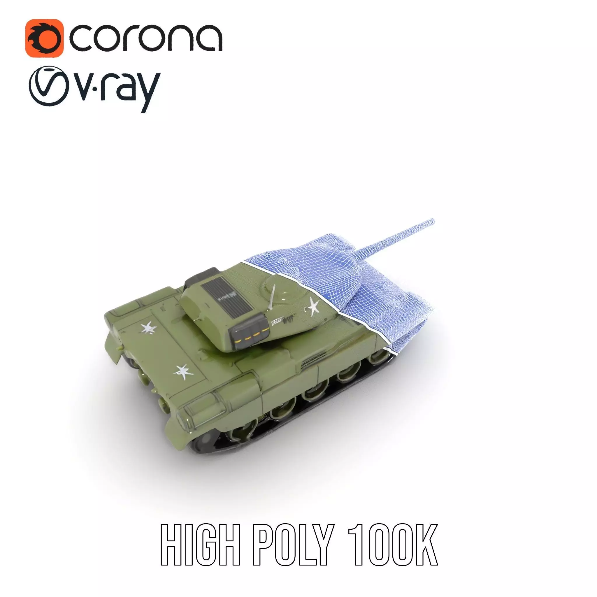 Olive Military Tank model pack Low-poly 3D model_34