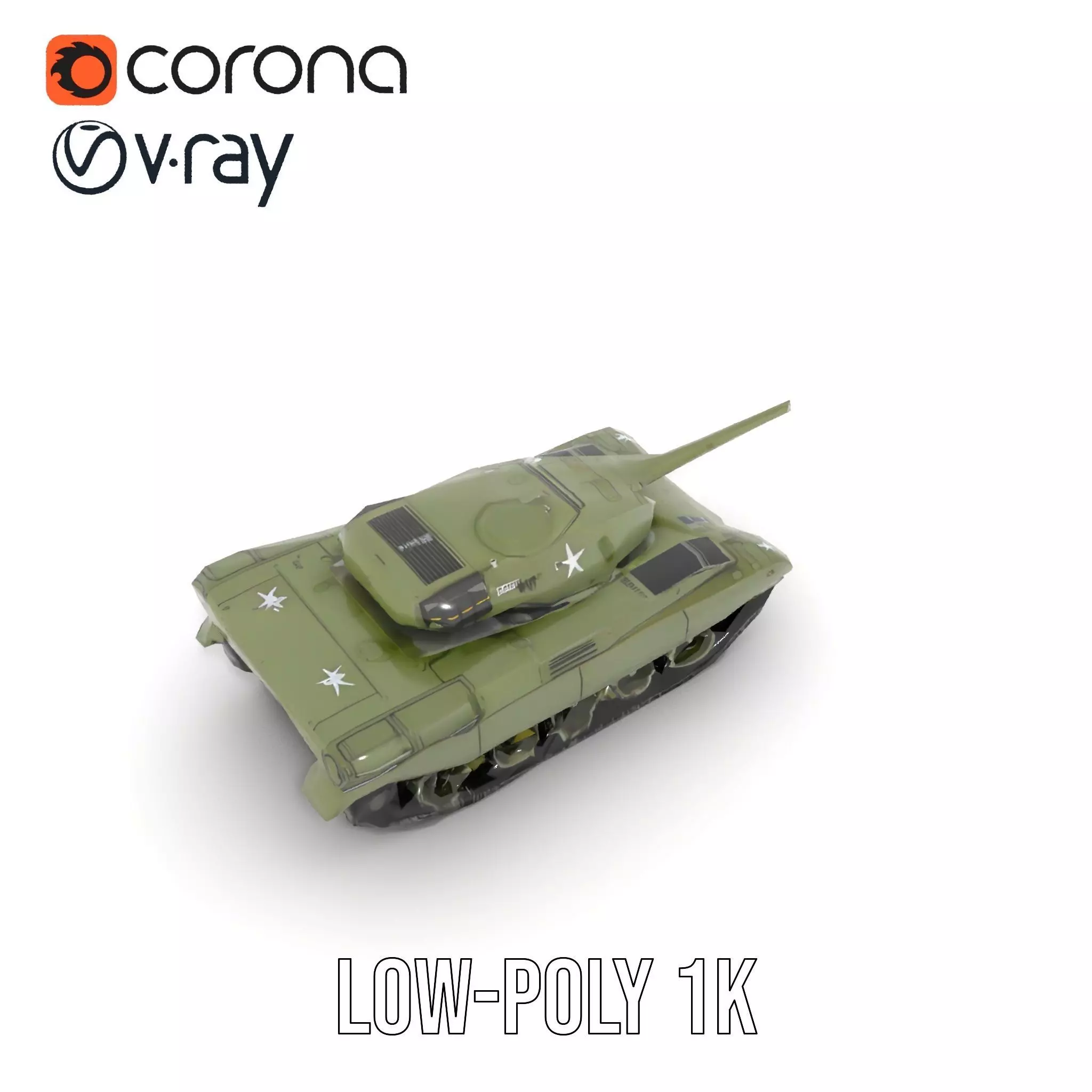 Olive Military Tank model pack Low-poly 3D model_8