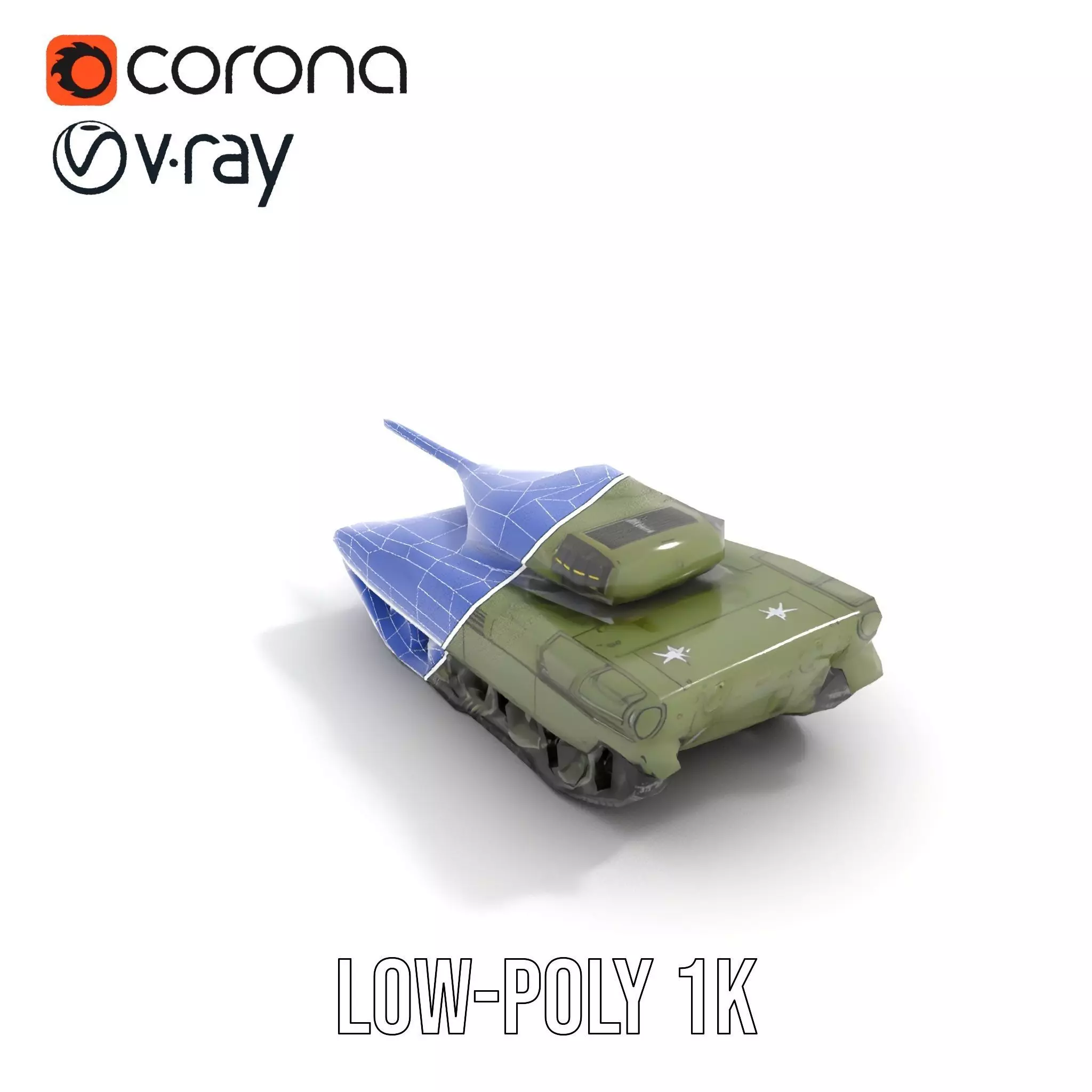 Olive Military Tank model pack Low-poly 3D model_23