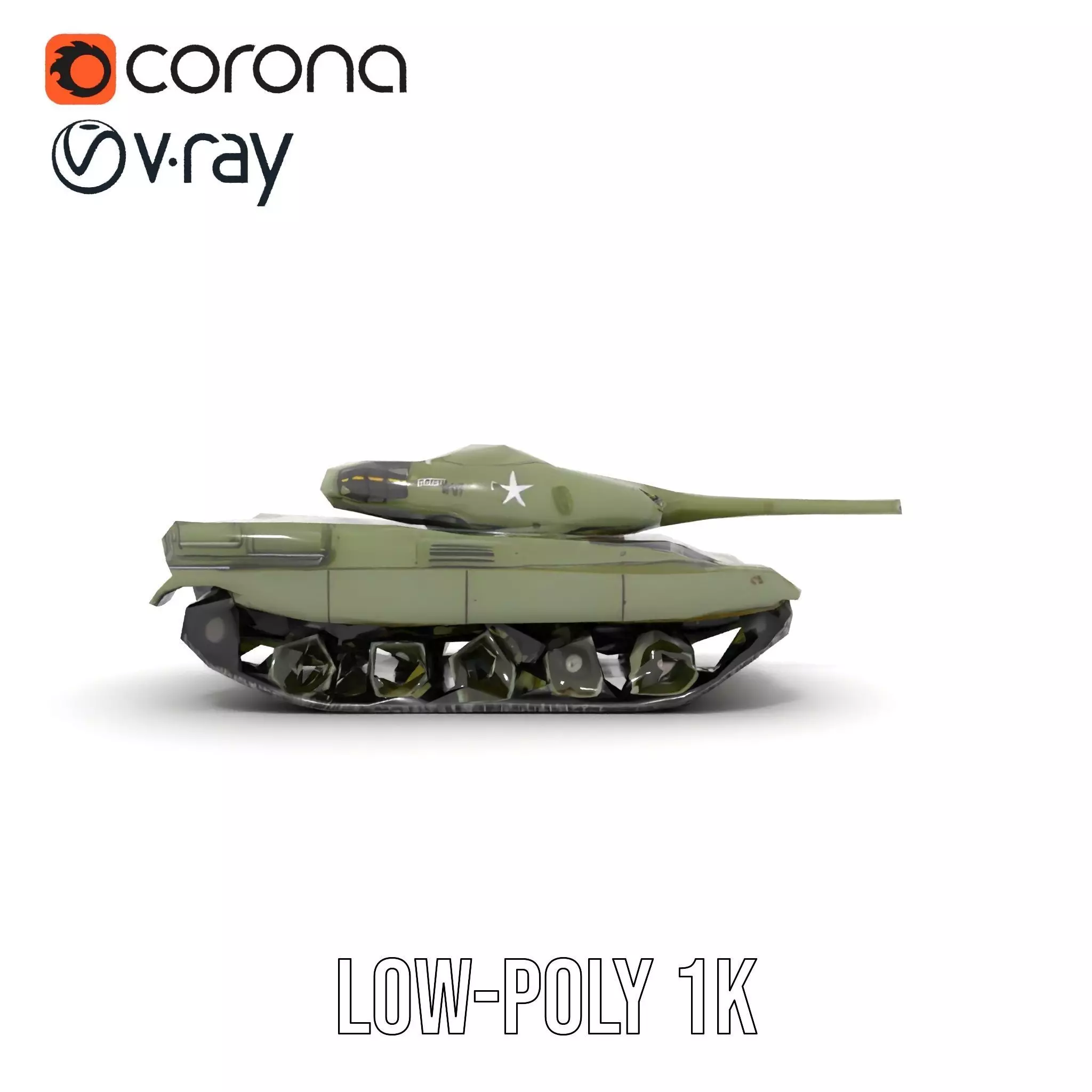 Olive Military Tank model pack Low-poly 3D model_14
