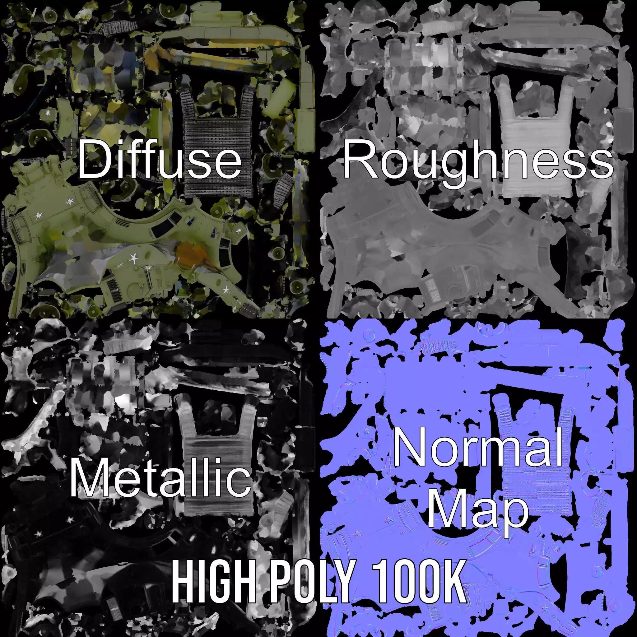 Olive Military Tank model pack Low-poly 3D model_4