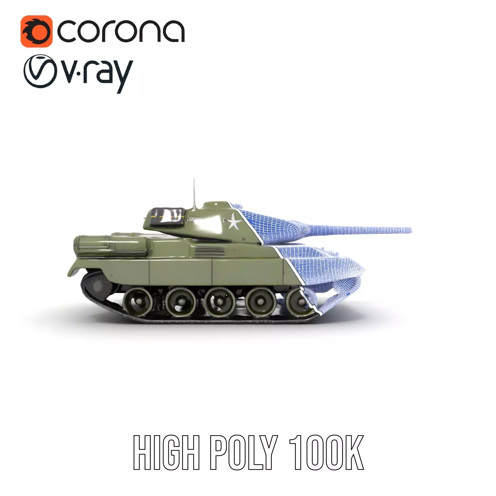 Olive Military Tank model pack Low-poly 3D model_27