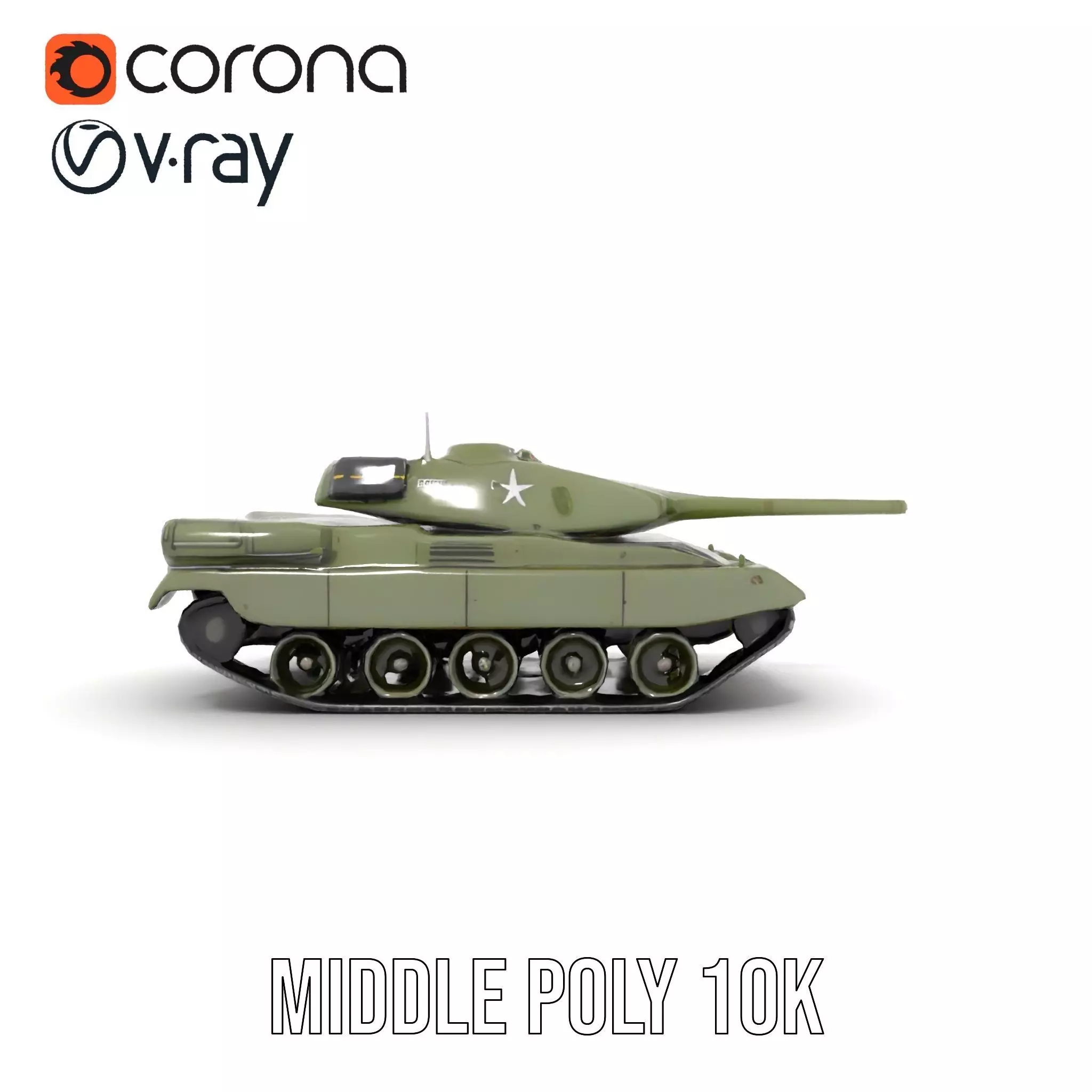 Olive Military Tank model pack Low-poly 3D model_25