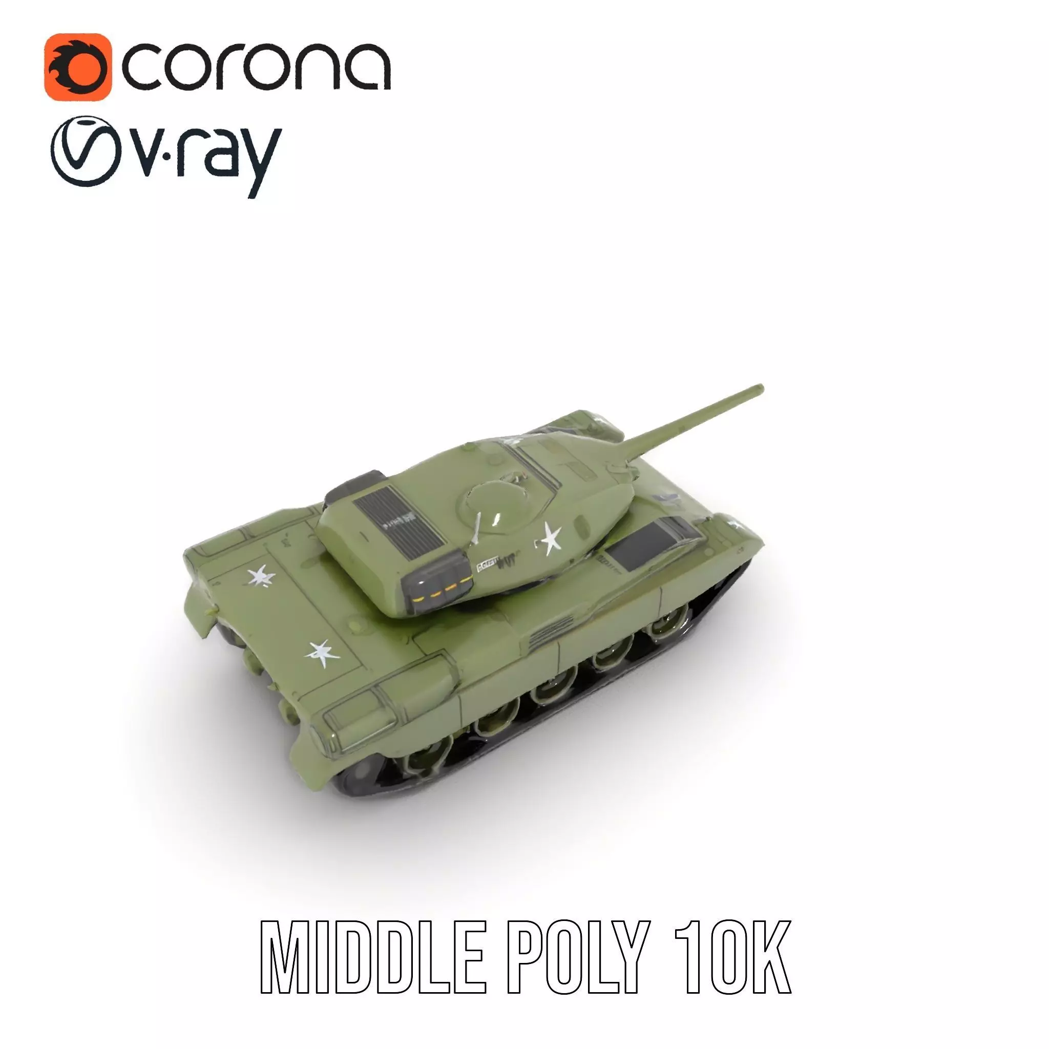 Olive Military Tank model pack Low-poly 3D model_6