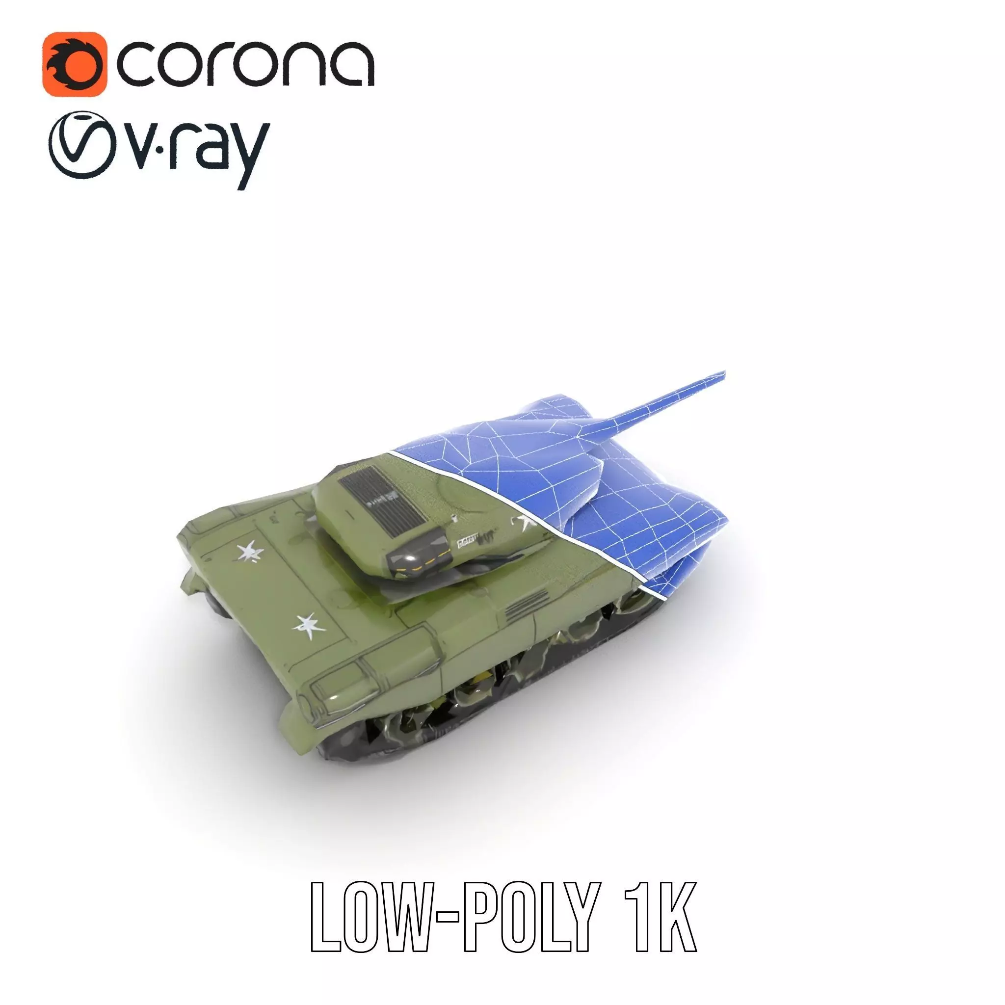 Olive Military Tank model pack Low-poly 3D model_17