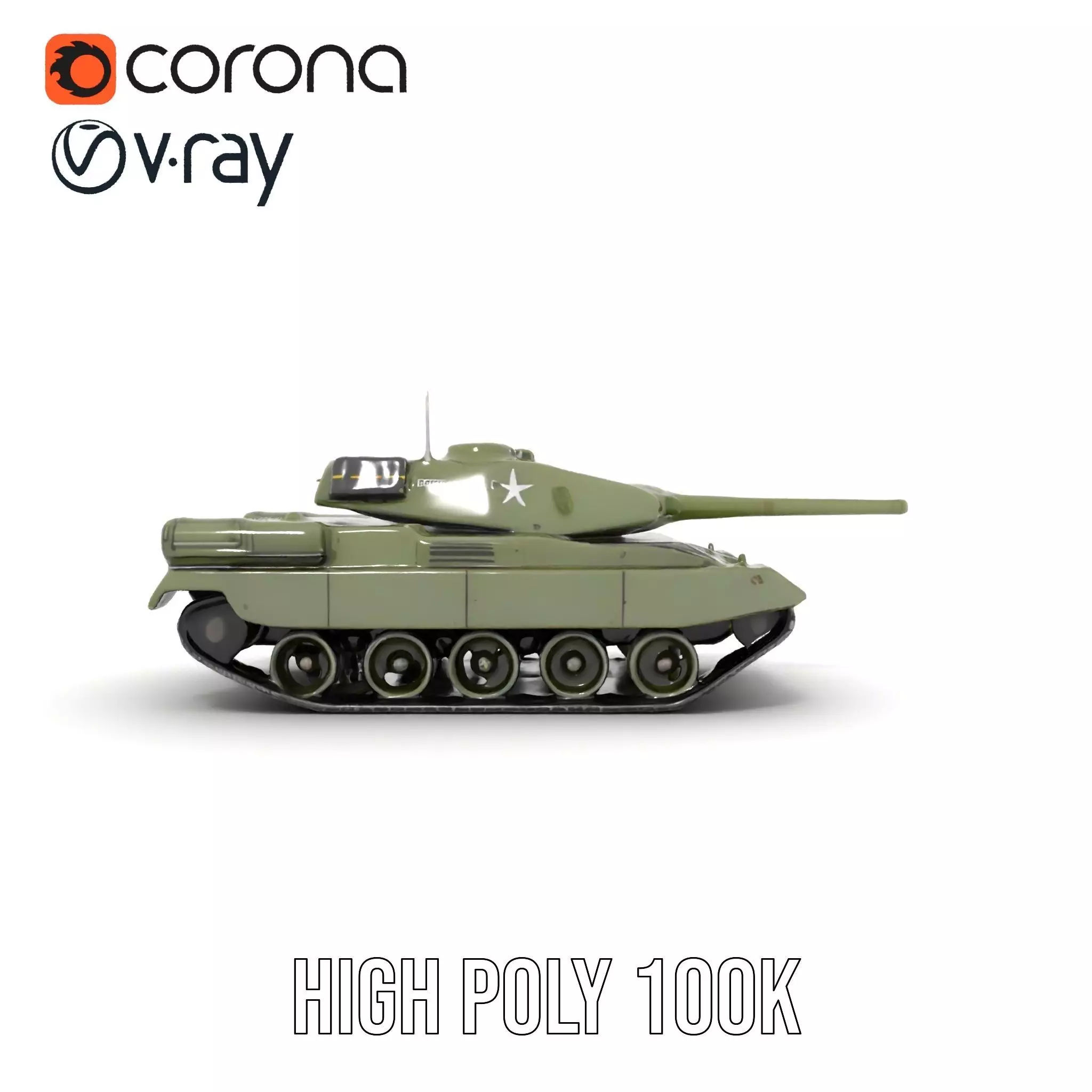 Olive Military Tank model pack Low-poly 3D model_30