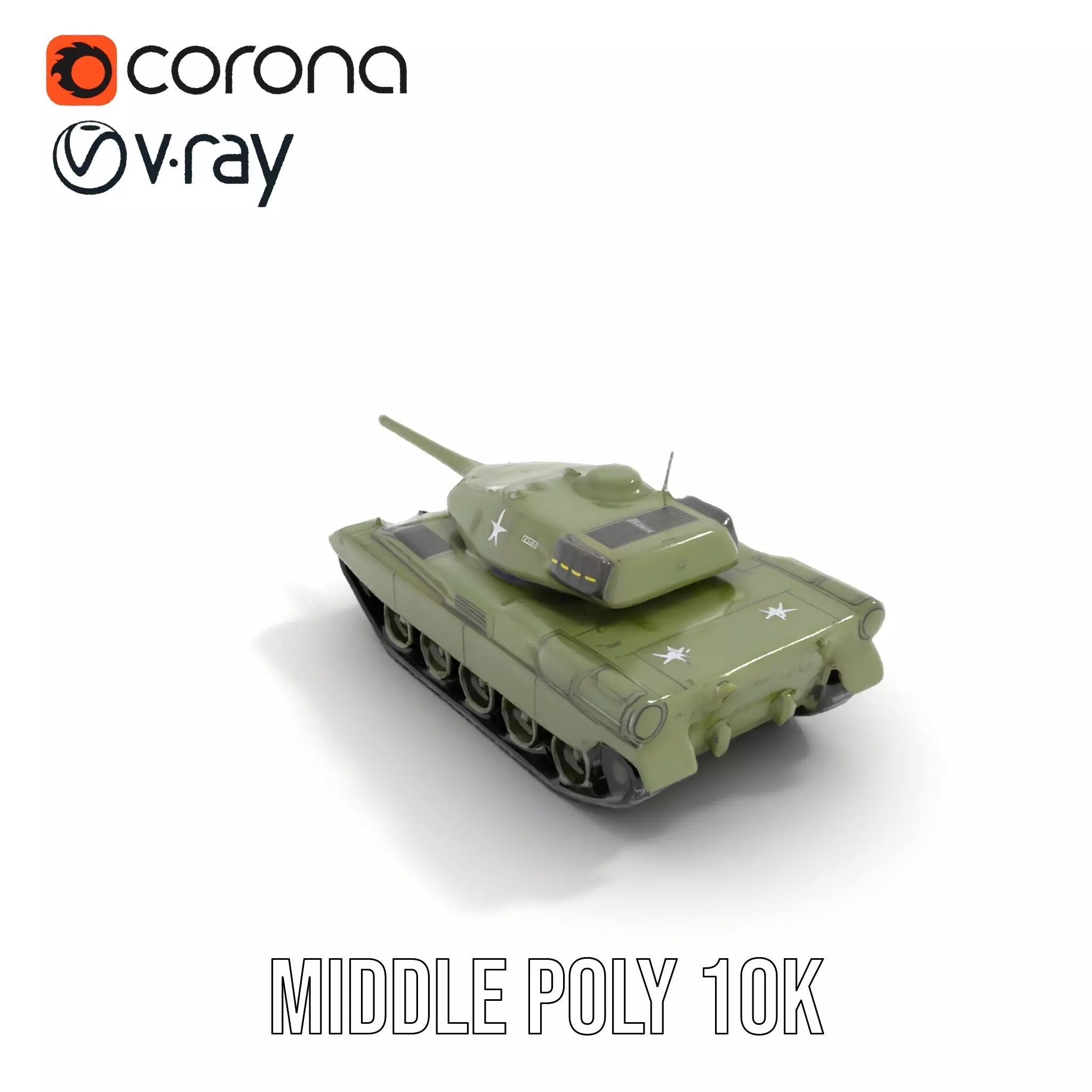 Olive Military Tank model pack Low-poly 3D model_13