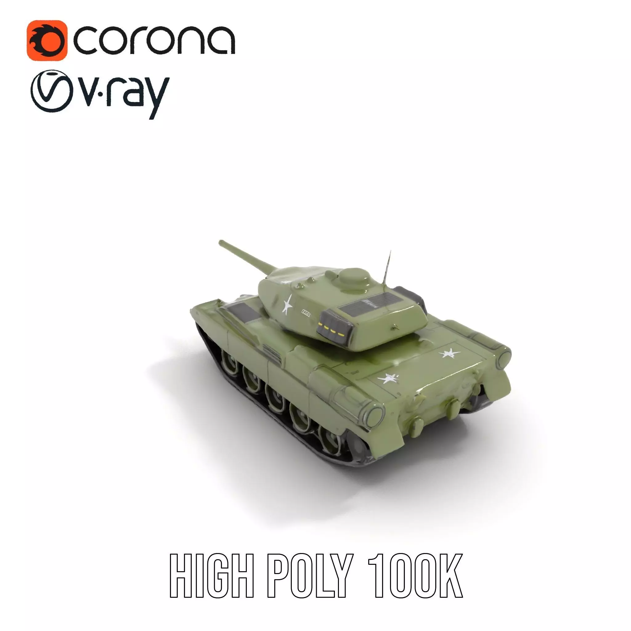 Olive Military Tank model pack Low-poly 3D model_21