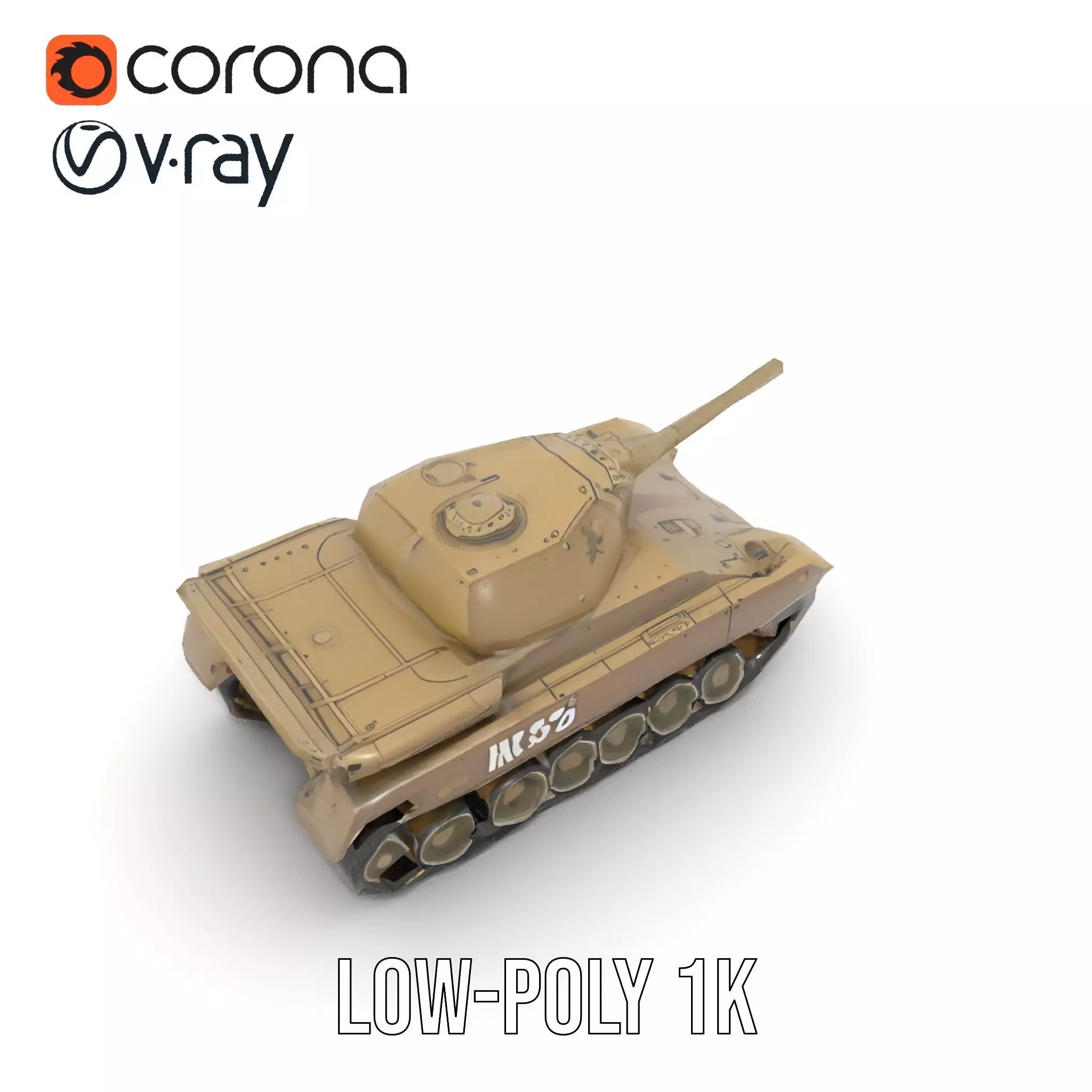 Desert Storm Tank model pack Low-poly 3D model_10
