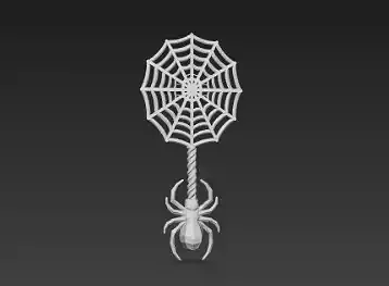Dark Black Spider with Strong Gray Web 3D Model Low Poly Insect