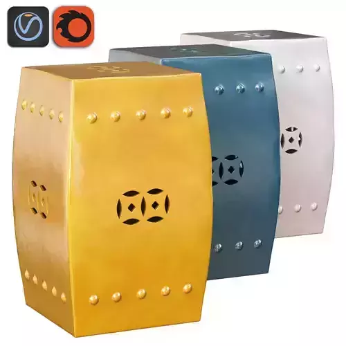 YELLOW CHINESE STOOL Low-poly 3D model